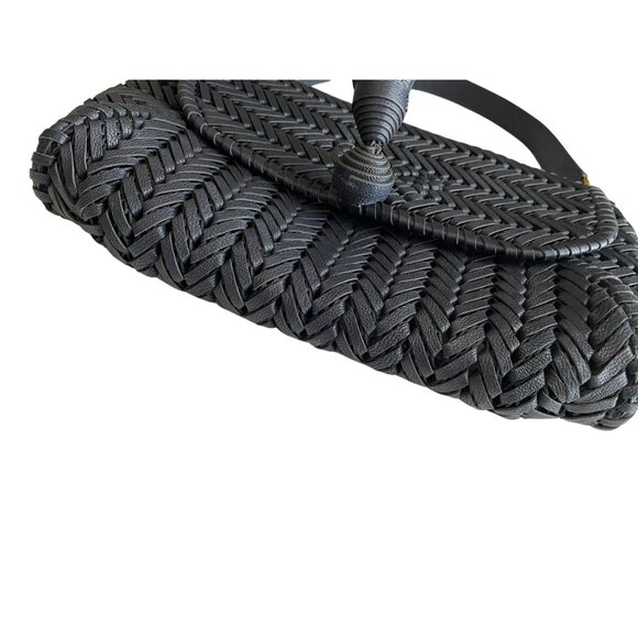 Anya Hindmarch Neeson Tassel Shoulder Bag Capra Leather Dark Marine Blue Woven - Picture 6 of 14